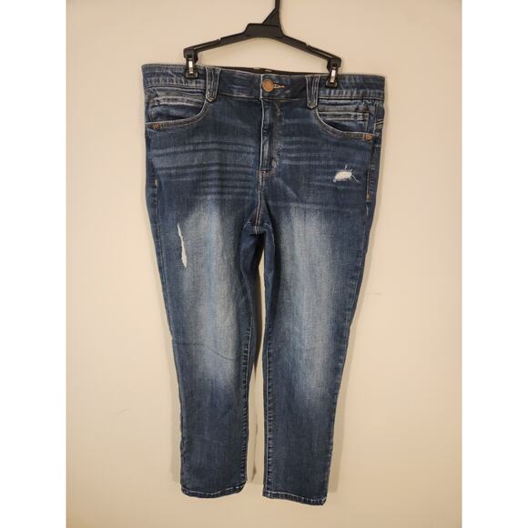 Democracy Jeans Womens Sz 16 Blue "Ab" Solution Technology Whiskers Stretch - Picture 2 of 14
